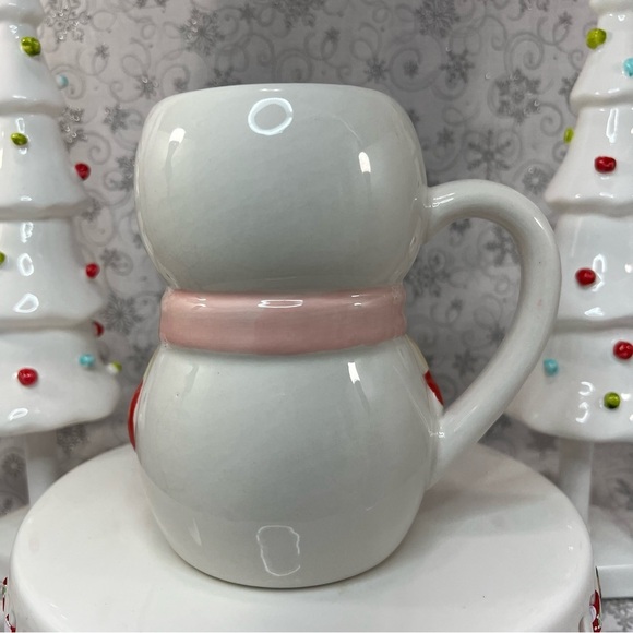 Sanrio Hello Kitty Christmas Snowman Snow Kitty Ceramic Coffee Mugs - Pink Scarf - Picture 10 of 12
